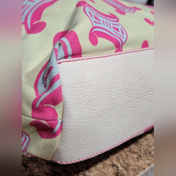 Celine Pink & Yellow Canvas Shoulder Tote Bag Authentic - Picture 11 of 16